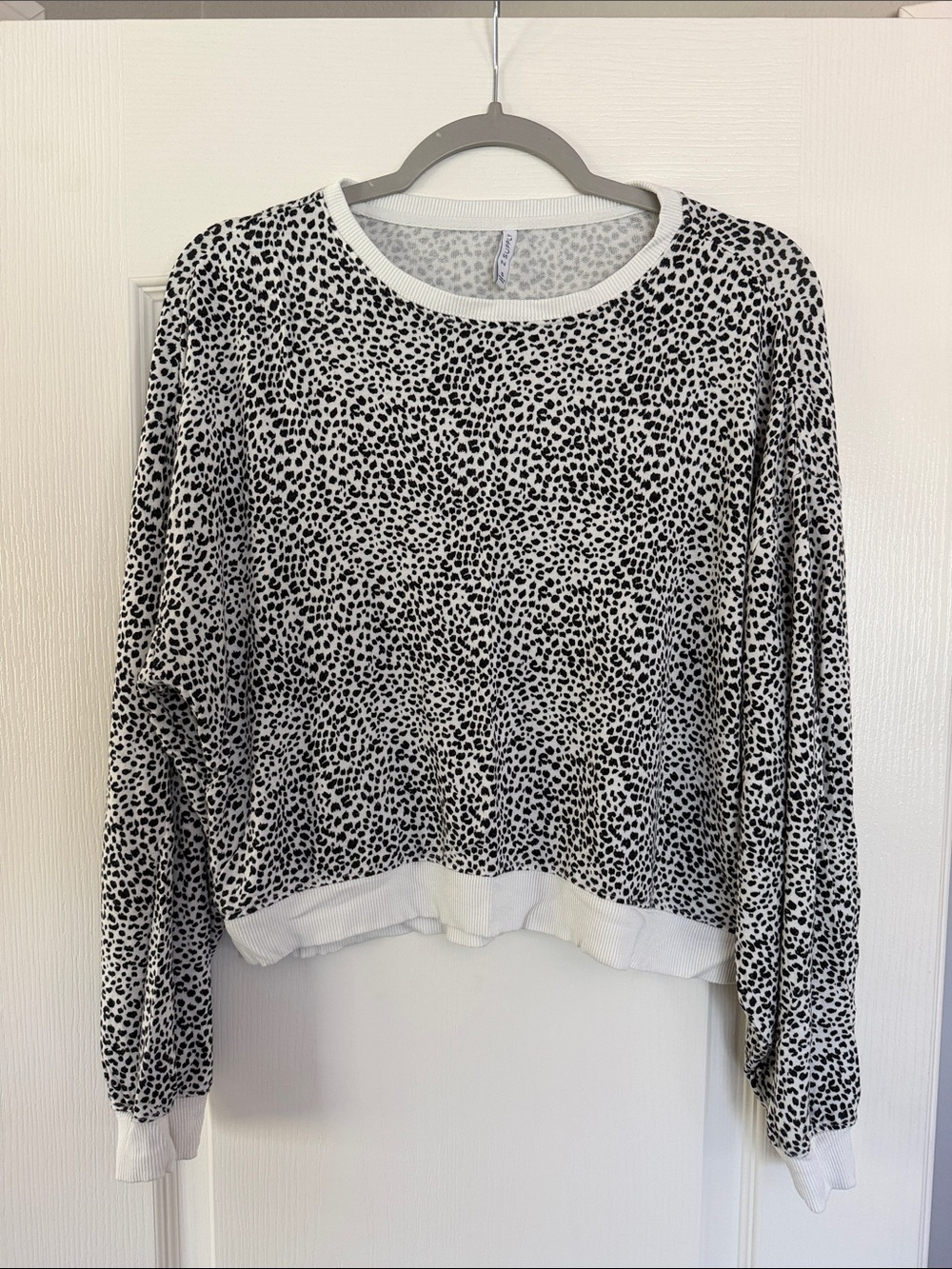 Z Supply Black & White Leopard Print Pullover Sweatshirt